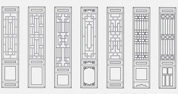 铁力常用中式仿古花窗图案隔断设计图